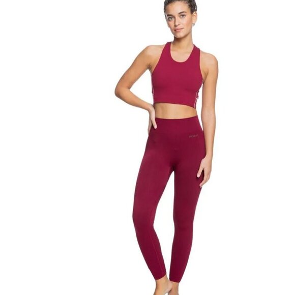 Roxy Women's Maroon Proud of Being Pants Workout Leggings - Size XS/S - NWT - Picture 1 of 5